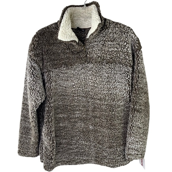 Sherpa Teddy Style 1:4 Zip Pop Over Sweater Size Small - Picture 3 of 6